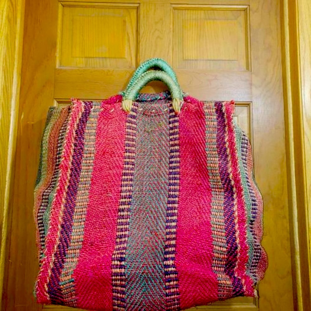 Large Boho Multicolor Handwoven Straw Bag